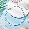 Summer Beach Round Synthetic Turquoise & Natural Freshwater Shell Heart Starfish Beaded Necklaces NJEW-JN05209-1