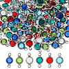120Pcs 6 Colors 304 Stainless Steel with Glass Connector Charms STAS-HS0001-03-1