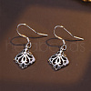 925 Sterling Silver Clear Cubic Zirconia Leaf Dangle Earrings HL7043-2-2