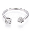 925 Sterling Silver Micro Pave Cubic Zirconia Adjustable Open Cuff Ring Settings STER-T007-02P-2