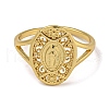 Oval with Virgin Mary Brass Open Cuff Rings for Women RJEW-Z050-08G-2