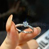 Rhodium Plated 925 Sterling Silver Pave 8.2x4.9mm Moissanite Finger Rings for Women WG36A3D-04-2