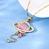 304 Stainless Steel Hot Pearl Enamel Constellation Planet Pendant Necklaces NJEW-D310-01E-G-1