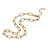 304 Stainless Steel Textured Paperclip Chain Necklaces for Women Men NJEW-Q028-08G-2