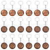 CHGCRAFT 18Pcs 3 Style Flat Round Wood Keychains KEYC-CA0001-55-1