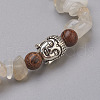 Natural White Moonstone and Wood Beads Stretch Bracelets BJEW-JB03859-02-2