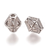 Hollow Brass Micro Pave Clear Cubic Zirconia Beads ZIRC-L075-65A-P-1