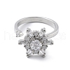 Snowflake Rotatable Open Cuff Rings for Women RJEW-S402-11P-2