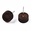 Dyed Wood Flat Round Stud Earrings with 304 Stainless Steel Pin for Women EJEW-TAC0021-11-3