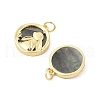 Brass Pave Natural Paua Shell/Abalone Shell Pendants KK-P300-20G-2