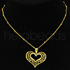Hollow Out Heart 304 Stainless Steel Pendant Necklaces for Women FS-WG1E05F-02-2