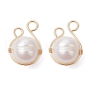 Natural Cultured Freshwater Pearl Copper Wire Wrapped Potato Pendants PALLOY-JF03608-01-1