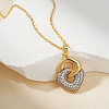 Geometric Inlaid Brass Cubic Zirconia Hollow Necklace KQ8718-3-2