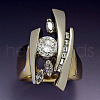 Horse Eye & Flat Round & Triangle Alloy with Crystal Rhinestone Finger Rings FS-WG6BE3E-03-1