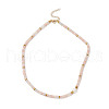 Round Shell Pearl & Natural Pink Aventurine Heishi Beaded Necklaces NJEW-JN05300-03-2