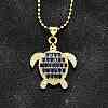 Summer Beach Brass Pave Cubic Zirconia Turtle Pendant Necklaces for Women NJEW-U039-02G-01-1