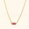 Birthstone Style Brass Cubic Zirconia Baguette Pendant Necklaces for Women FS-WGDF12C-07-1