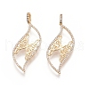 Brass Micro Pave Clear Cubic Zirconia Pendants KK-G436-13G-1