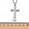 304 Stainless Steel Clear Cubic Zirconia Religion Cross Pendant Box Chain Necklaces for Men NJEW-S387-06P-5
