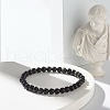 Natural Obsidian & Lava Rock Round Beads Stretch Bracelets Set BJEW-JB06982-04-6