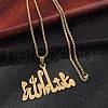 304 Stainless Steel Arabic Pendant Box Chain Necklaces for Women Men NJEW-R013-06G-3
