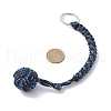 Polyester & Spandex Cord Ropes Braided Wood Ball Keychain KEYC-JKC00589-02-3