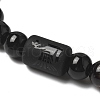 12 Constellations Protetion Tiger Eye & Black Obsidian Round Beads Stretch Bracelets for Men Women WG083ED-05-2