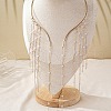 Alloy with Plastic Pearl Round Beaded Tassel Choker Necklaces FS-WGD3D1C-01-3
