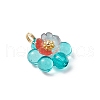 Luminous Transparent Resin Flower Pendants PALLOY-JF03759-01-4