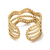 Ion Plating(IP) 304 Stainless Steel Wave Open Cuff Ring for Women RJEW-M149-36G-2