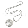 304 Stainless Steel Crystal Rhinestone Tree of Life Pendant Necklaces for Women NJEW-P327-03P-4