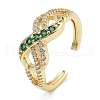 Rack Plating Brass Micro Pave Cubic Zirconia Cuff Finger Rings for Women RJEW-M028-43G-2