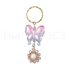 Butterfly Acrylic & Flower Glass Seed Beaded Keychain KEYC-MZ00007-03-1