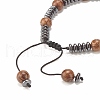 Natural Wenge Wood & Synthetic Hematite Braided Bead Bracelet BJEW-JB07933-5