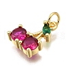 Rack Plating Brass Micro Pave Cubic Zirconia Pendants KK-K401-57G-2