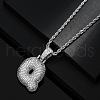 Brass Micro Pave Clear Cubic Zirconia Chunky Initial Pendant Necklaces WG24EA8-17-1