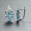 Brass Micro Pave Cubic Zirconia Flower Hoop Earrings WGA76CA-05-1
