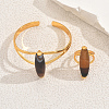 Oval Natural Agate Cuff Bangle & Ring Sets for Women KS8152-1