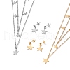 304 Stainless Steel Cable Chains Double Layer Necklaces and Stud Earrings Sets SJEW-I205-14-1