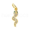 Snake Brass Micro Pave Cubic Zirconia Pendants KK-V007-007G-04-1