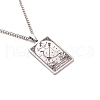 304 Stainless Steel Curb Chain Rectangle with Constellation Pendant Necklaces PW-WG0F5D0-25-1