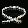 White Acrylic Pearl Beaded Elastic Chain Belts with Alloy Buckles WG1BD5E-05-1