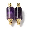 Natural Amethyst Connector Charms G-Z039-01G-02-1