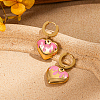 Stainless Steel Enamel Heart Hoop Earrings JM4431-1