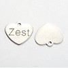Non-Tarnish Stainless Steel Heart Pendants STAS-L165-C18-2