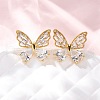 Brass Micro Pave Clear Cubic Zirconia Stud Earrings EJEW-D322-02G-1