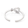 Clear Cubic Zirconia Hollow Heart Open Cuff Ring RJEW-C056-07P-3