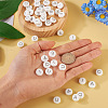 50Pcs 5 Style White Flat Round with Black Letter Silicone Beads SIL-TA0001-49-6