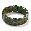 Synthetic Rectangle Gold Clinquant Stone Stretch Bracekets G-P549-01D-2
