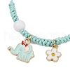 Flower & Elephant Alloy Enamel Charm Bracelets BJEW-JB11696-01-3